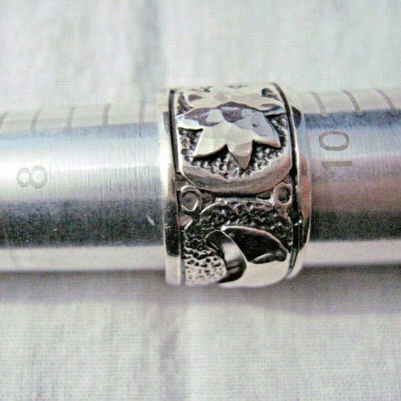 Sterling Silver 9.25 stamped sun, moon and star ring size 9 1/2 euc - Picture 7 of 8